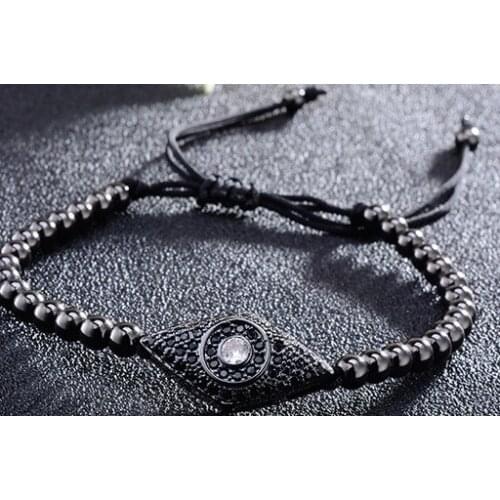 4mm ht45 silver gold copper Turkey eyes micro pave cz zircon cubic zirconia Bracelet macrame Charm Braided Bangles Braiding