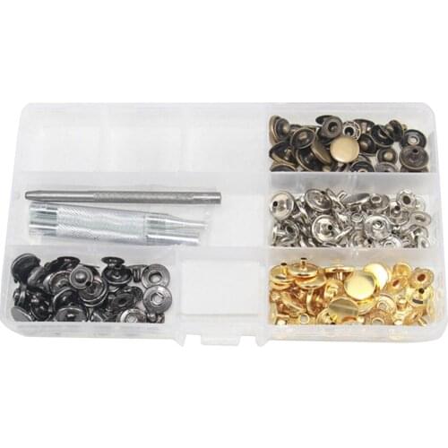 40/80/120 Set 12.5mm Brass Fastener Snap Press Stud Cap Clothing Button DIY Apparel Sewing Fixing Tool Kit