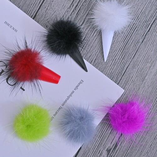 5pcs/lot 14 colors Cute Nail Fur Ball Decorations Fluffy Ball Accessories Hairball Detachable Magnetic Nail Art Pom Poms JR#110