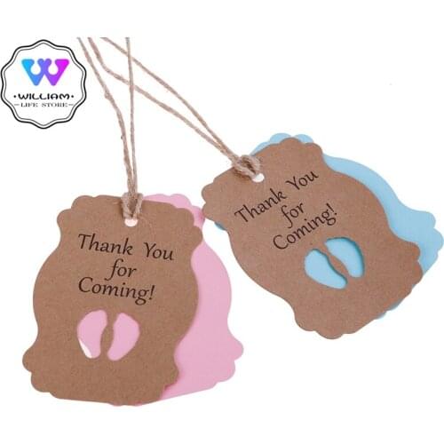 50pcs/bag Thank you for coming Kraft Paper Tag boy Baby Shower Gift tags Packaging girl birthday Party kids DIY candy box Label