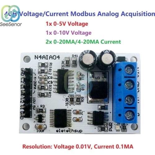 DC 12V 4-20mA 0-5V 0-10V Voltage Current Analog Acquisition RS485 Modbus RTU Module for PLC Current Transmitter