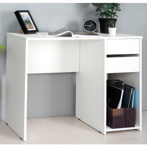 White Desk with 2 Storage Drawers, Computer Desk Study Writing Desk, Modern Home Office Desk Study Desk with Storage Space