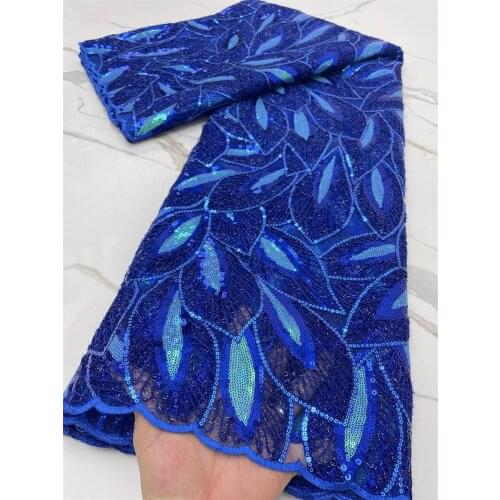 Sequins and bead Embroidered Net Lace Fabric African Lace Fabric 2021 High Quality Nigerian Lace Fabric For Women Dress