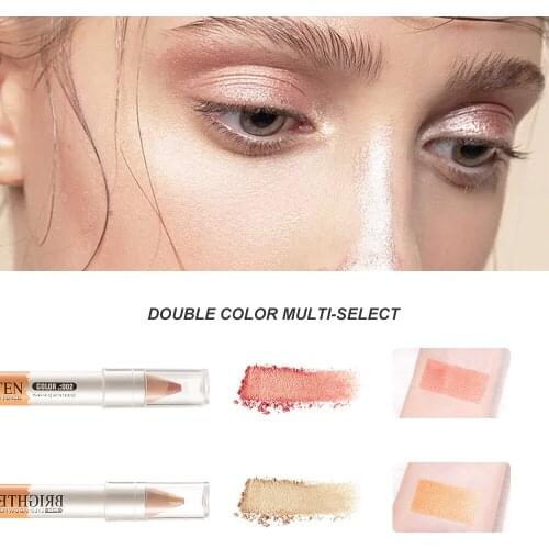 2 IN 1Shimmer Highlightin Quick-Drying Long Lasting Makeup 3D Face Double-Headed Eye Liner Concealer Pen Cosmetic Palette