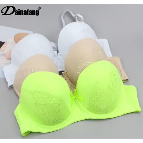1815# Push Up Bra 2019New Fashion Sexy Solid Bow Comfortable Strappy Bra 3/4 Cup 40 / 42 / 44 Size Underwear Women Bra