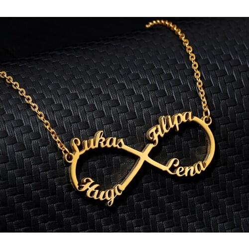 Stainless Steel Chain Necklace Women Girls Personalized Rose Gold Silver Custom Infinity Necklace Collares Mujer BFF Jewelry