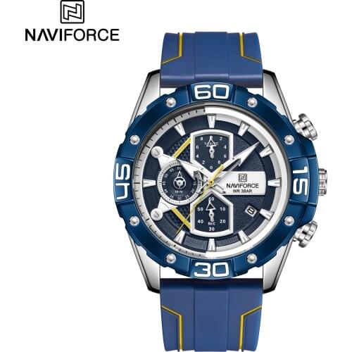 NAVIFORCE Watch Men New Luxury Brand Business Military Silicone TPU Strap Wristwatch Clock Fashion Chronograph Waterproof 2021