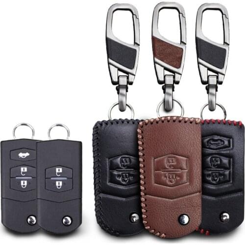 For Mazda Key Chain Case Genuine Leather Car Parts Key Cover Shell For Mazda 2 3 5 6 Axela Familia CX5 CX 7 CX3 CX 5 Accessories