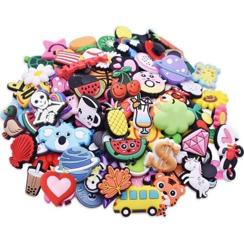 10Pcs PVC Shoe Animals Cartoon Ball Cherry Lollipop Starfish New Crocs Decorative Button Accessories For Kids Party Xmas Gifts