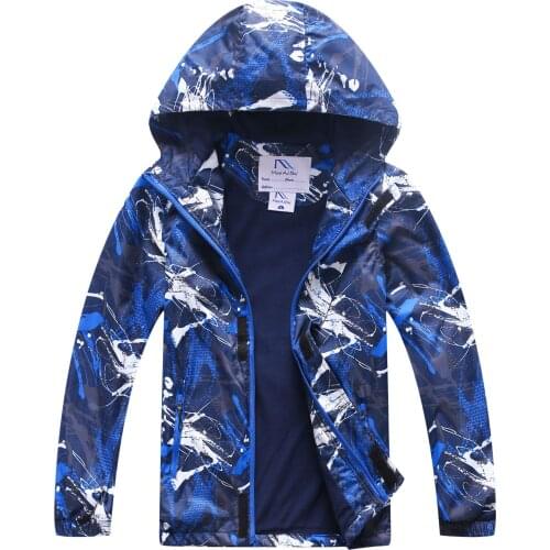 Hooded Waterproof Warm Baby Boys Jackets Printed Child Coat Kids Outfits Polar Fleece Children Outerwear For 3-12 Years Old