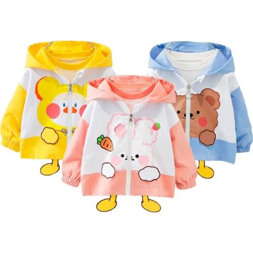 Toddler Rabbit Baby Girls Coats Spring Autumn Cute Hooded Windbreaker Sweatshirt For Kids Children Birthday Present Outerwear