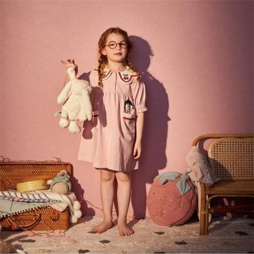 Baby YouYou Children Dress Summer Cotton Short Sleepwear Nightgown Girl‘s Set Pajamas Cartoon Skirt Home Clothes Bathrobe Robe