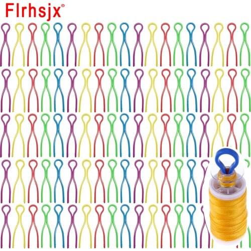 FLRHSJX 10/30pcs 2.64inches Sewing Bobbin Clips Mixed Color Long Thread Clip Spool Storage Holder Platisc Sewing Clips Tools