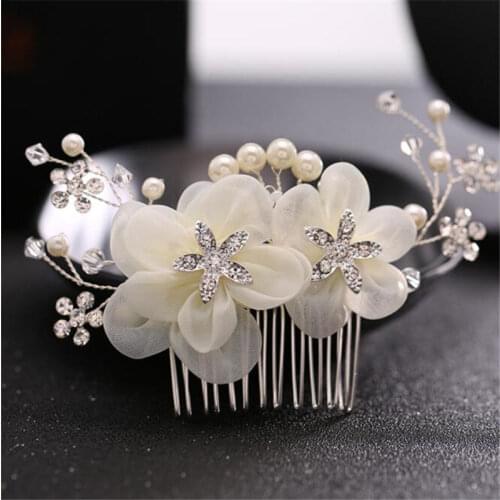 Bride Hair Combs Foliage Handmade Flower Headdress for Girls Rhinestone Wedding Tiara hairstyle Ornament Women Hair Accessories