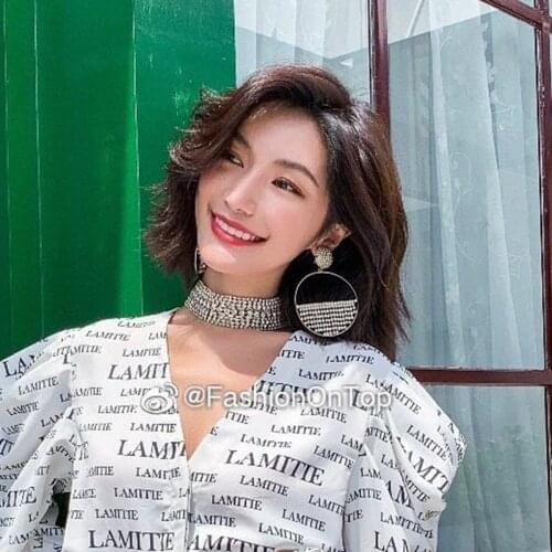 JIJIAWENHUA New Trend Womens Rhinestone Tassel Hoop Earrings Dinner Party Fashion Statement Jewelry Accessories