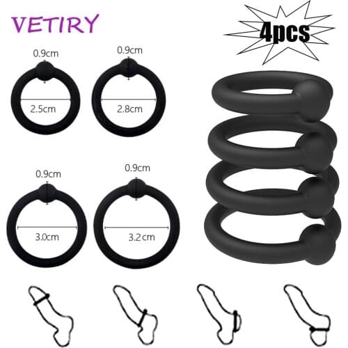 4 Pieces/Set Penis Lock Ring Cock Ring Penis Enlargement Sex Toys for Men Delay Ejaculation Long Time Lasting Male Erection