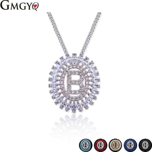 GMGYQ Hot Sale Letter B Alphabet Pendant Necklace Olive Zircon Crystal Pendant Necklace Ladys Best Friend Gift Jewelry