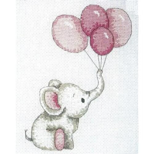 Top Manufacturer Embroidery Sweet Ballons Cross Stitch Patterns Elephant with 100% Cotton Floss & Free Shipping for Wall Decor