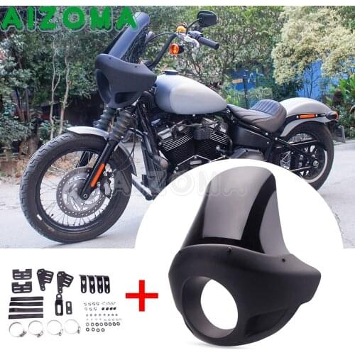Matte Black Motorcycle Headlight Fairing Mask 5 3/4" Headlamp Windshield Cover For Harley Sportster Iron Dyna FX XL 883 1200