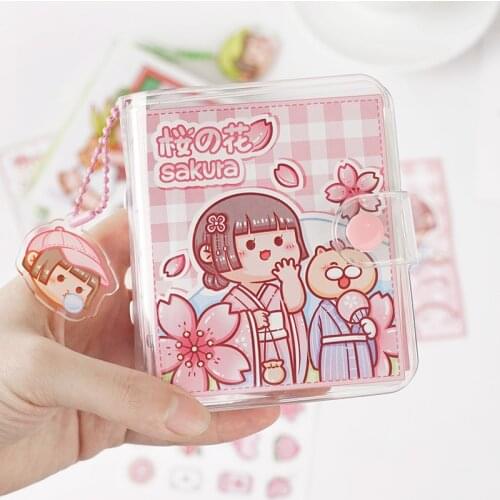 Creative Kawaii Cute Transparent 3 ring Mini Loose-leaf Hand Book Student Portable Notebook ring binder Kawaii School Supplies