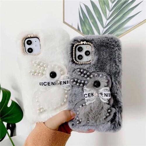 Cute Rabbit Plush Fur Soft Silicone Phone Case For Xiaomi Redmi Note 10 Pro 10S 9 8 7 pro 9S 9T 9A 9C 8A Mi 11 Poco X3 NFC M3 F3