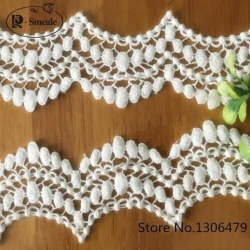 10Y-20Y/Lot 6 CM Width White Water Soluble Pure cotton Lace Trim Sewing Floral Lace Fabric Trims RS2100