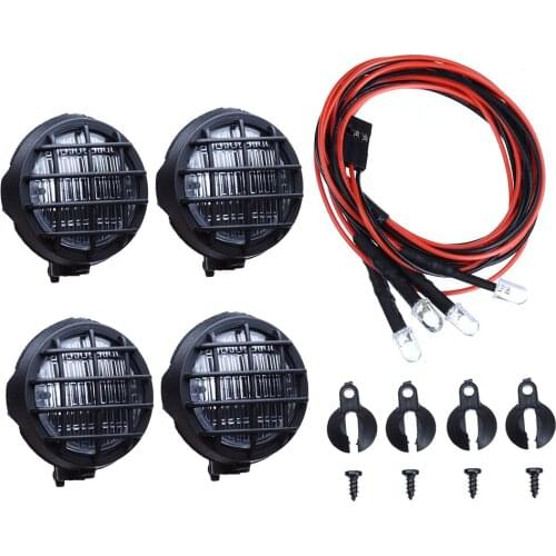 4PCS RC Car Plastic Round/ Square Lampshade LED light for 1/10 RC Crawler SCX10 90046 D90 TRX4 Tamiya HSP HPI