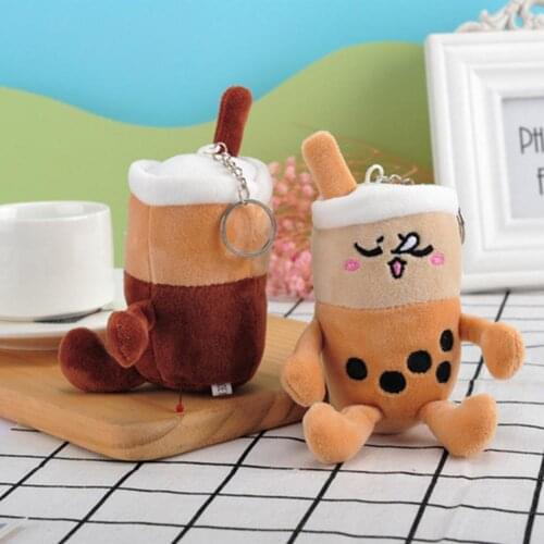 Plush Stuffed Keychain Multifunctional Bag Pendant Lightweight Easy-carrying Bubble Tea Cup Plush Pendant for Car Bag Pendant