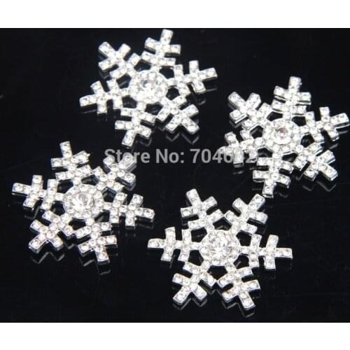 Freeshipping 29*29mm snowflake rhinestone button flat back for hair flowers 20pcs/lot PJB24