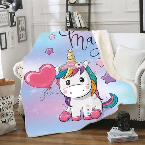 Custom Pink Cute Unicorn Gothic Fleece Blanket For Beds Thick Quilt Fashion Bedspread Sherpa Throw Blanket Adutls Kids Dropship
