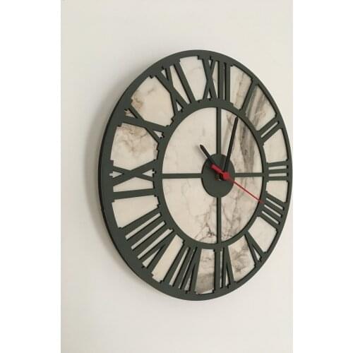 North Designed Ephesus Mildew Green Roman Hoop Decor Wall Clock 30 Cm