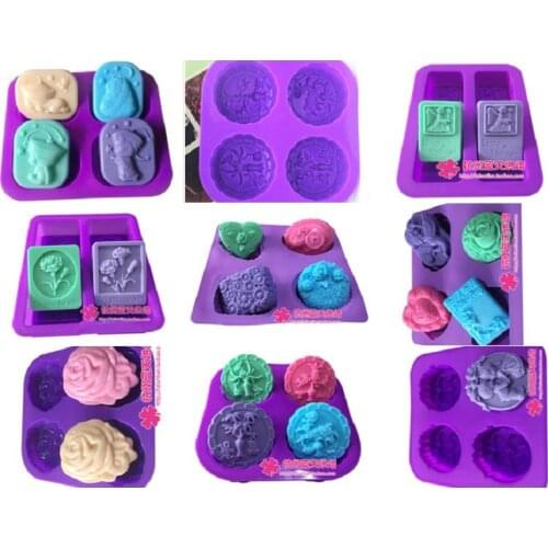 4 hole flower/cartoon animal/angel series silicone soap mold cake mould baking tools