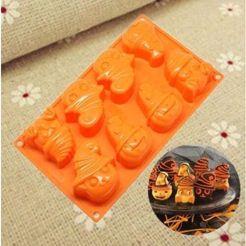 Halloween cake decorating kit 8 holes pumpkin Ghost cat zombie skeleton cake silicone mould silicone cake pop mold free shipping