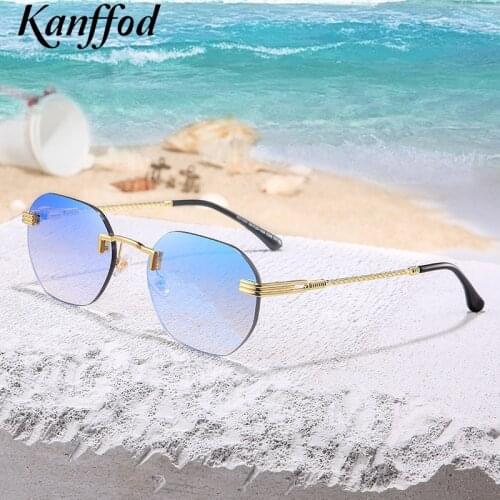 Kanffod Fashion Square Rimless Sunglasses Women Men New Red Mirror Lens Luxury Brand Design Vintage Frameless Sun Glasses UV400