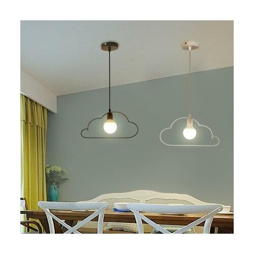 Modern Cartoon Simple Creative White / Black Metal Iron Cloud Shape Droplight LED Pendant Light for Kids Room Bar bedroom
