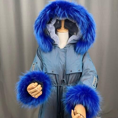 Real Raccoon Fur Collar Womens 100% Natural Fur Gray Collar Real Fur Shawl Raccoon collar Fur Scraves Light Royal Blue