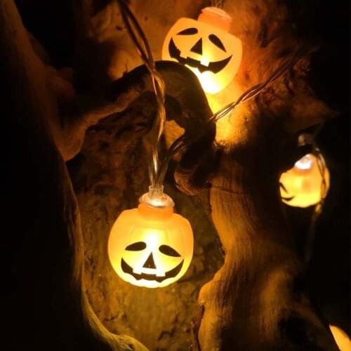 Halloween Funny Plastic Lamp String Pumpkin Lantern Skeleton Eyeball Shape LED Lamp AA Dry Battery Power Supply Waterproof Decor