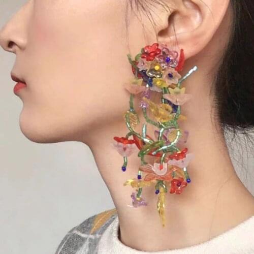 MOGAKU New Trendy Acrylic Flower Dangle Earrings for Women Fashion Korean Style Earrings Ladies Party Beach Holiday Accessories