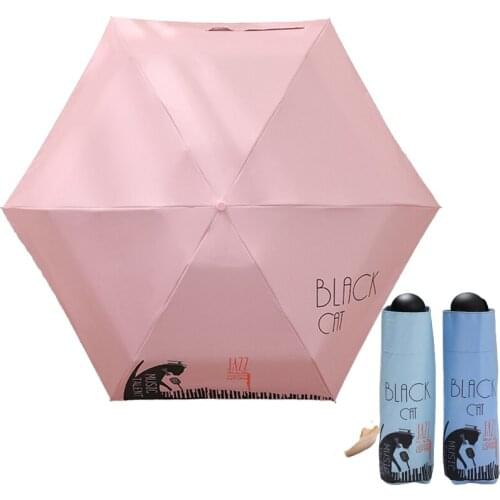 Mini Umbrella Rain Women Five Folding Sun Umbrella Cartoon Travel Anti UV Sunscreen Travel Parasol UV Protection Pocket Umbrella