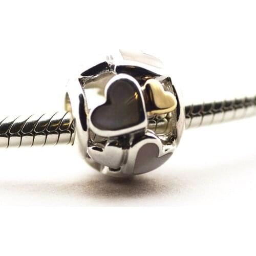 Luminous Hearts charm Sterling Silver Jewelry For Beaded Chain Bracelets & Bangles Woman DIY Beads For Jewelry Making