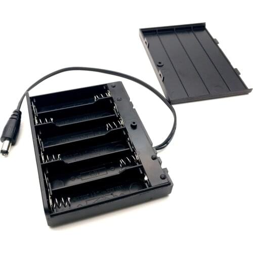 1PC 9V 6AA battery holder case with ON OFF switch DC 5.5*2.1mm jack plug