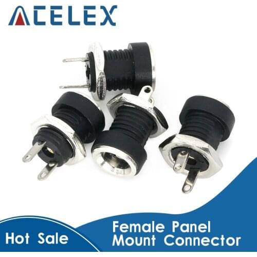 10Pcs 3A 12v For DC Power Supply Jack Socket Female Panel Mount Connector 5.5mm 2.5mm Plug Adapter 2 Terminal Types 5.5*2.5