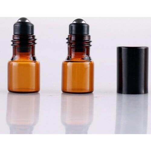 2ml Essential Oil Vials with Stainless Steel Roller Black Golden Sliver Cap Empty Refillable Roll on Bottle 50pcs/lot P217
