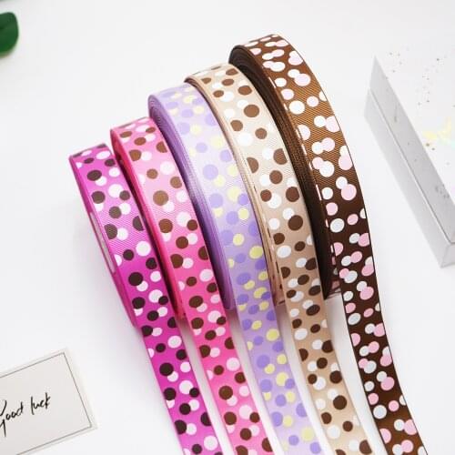 22mm Polka Dots Printed Grosgrain RibbonS bow gift wrapping