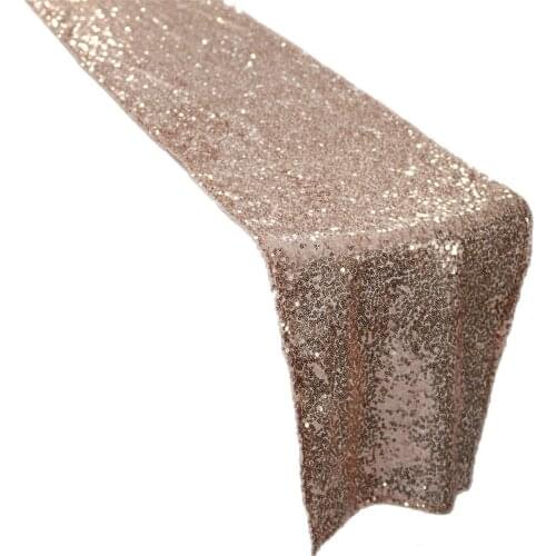 30x180cm 12inx72in Rose Gold Wedding Sequin Table Runners Party Event Photography Table Cloth Linen Birthday party Decoration