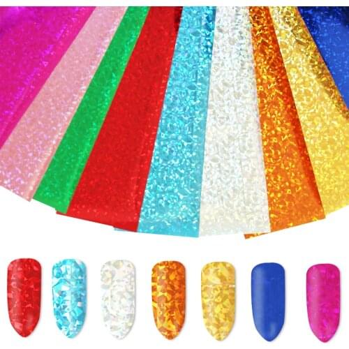9Pcs Nail Holographic Transfer Rainbow Foil Shining Slider Reflective Sticker Nail Paper Adhesive Starry Manicure Decor Set