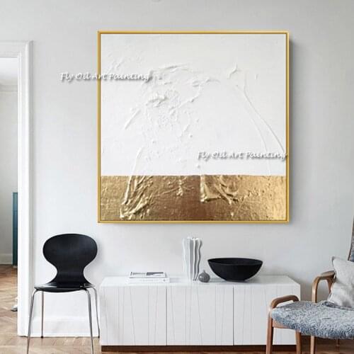 Big Creative simple golden white Abstract geometric Artwork modern decorative Picture Canvas Wall Art for office hotel decor