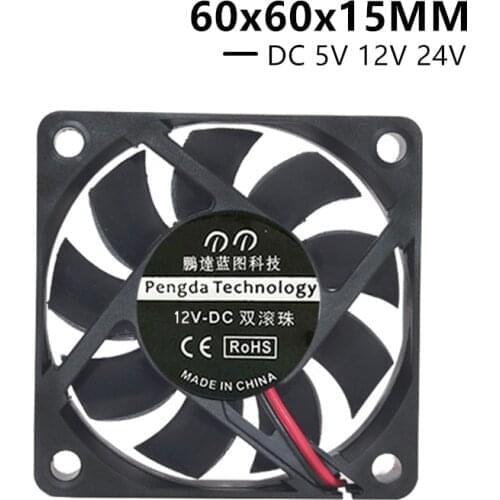 DC5V 12V 24V 6015 60MM 60*60*15MM Cooling Fan Sleeve Bearing Ball Bearing Frequency Converter Cooling Fan 2pin