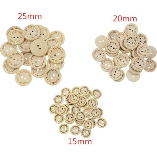 100PCS/Lot Bowl Type Natural Color Wooden Buttons Handmade Love Letter Wood Button Craft DIY Baby Apparel Accessories
