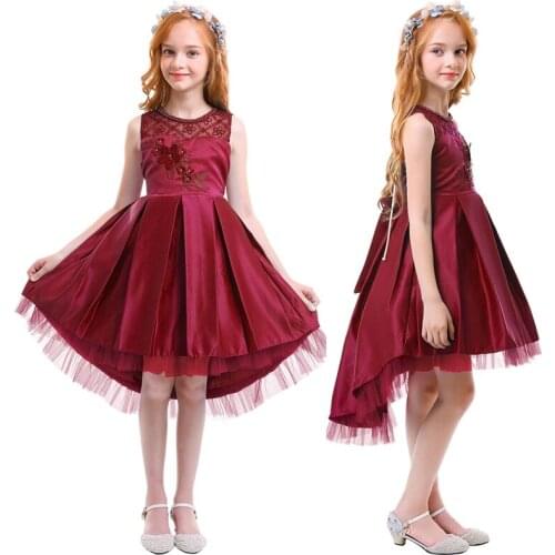 Elegant Summer Dress Girls Flower High Low Hem Ball Gown Dress Kids Girls Junior Graduation Princess Dress Bridesmaid Dress Kids